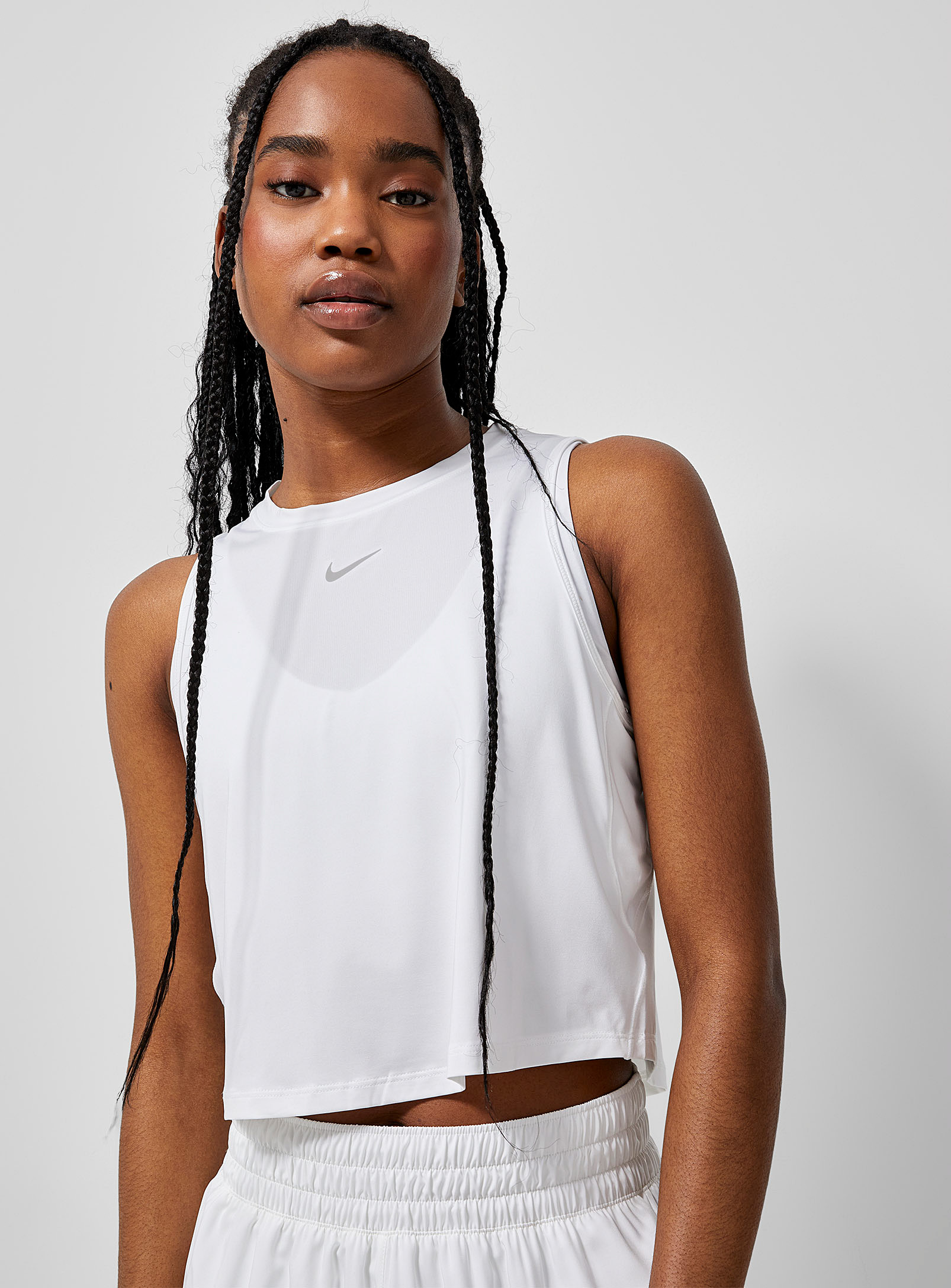 Nike High-neck Cropped Tank In White