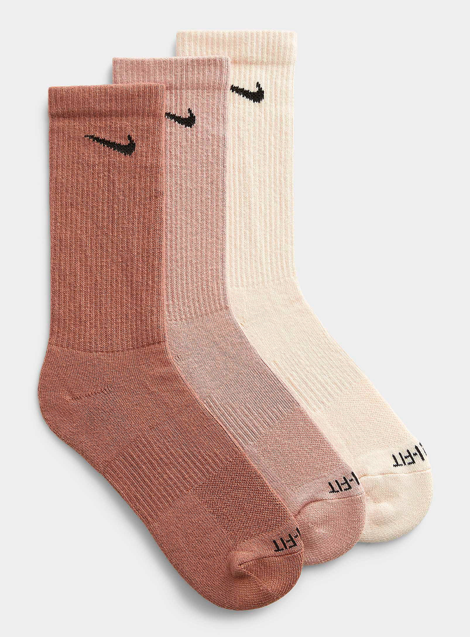 Nike Solid Everyday Plus Socks 3-pack In Patterned Brown