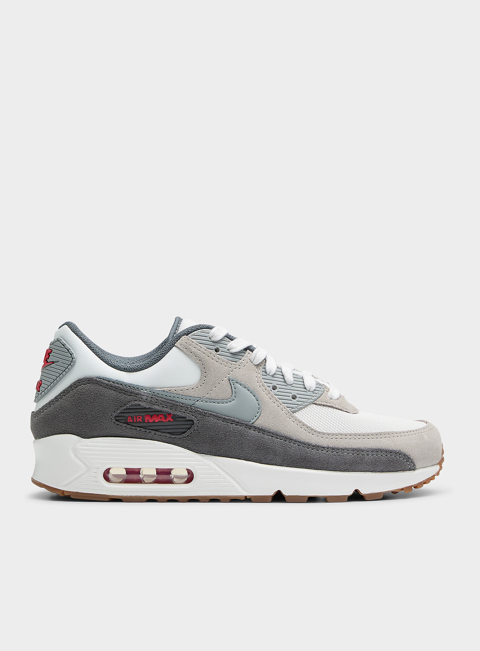 Nike - Le sneaker Air Max 90 Premium gris et blanc Homme (Homme, Blanc, 12)