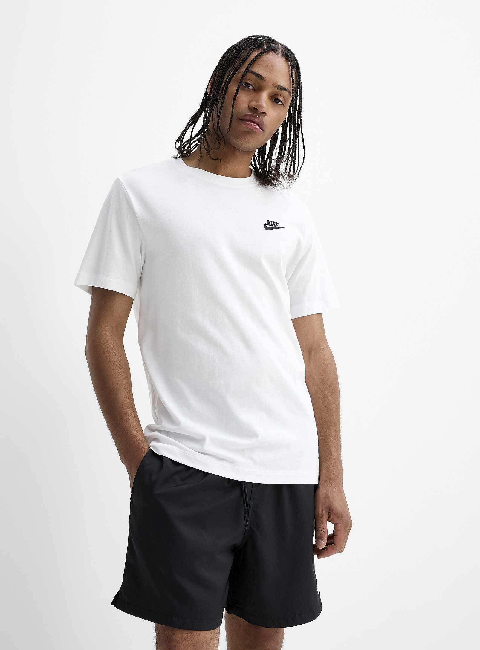 Nike - Small embroidered logo T-shirt (Men, White, LARGE)