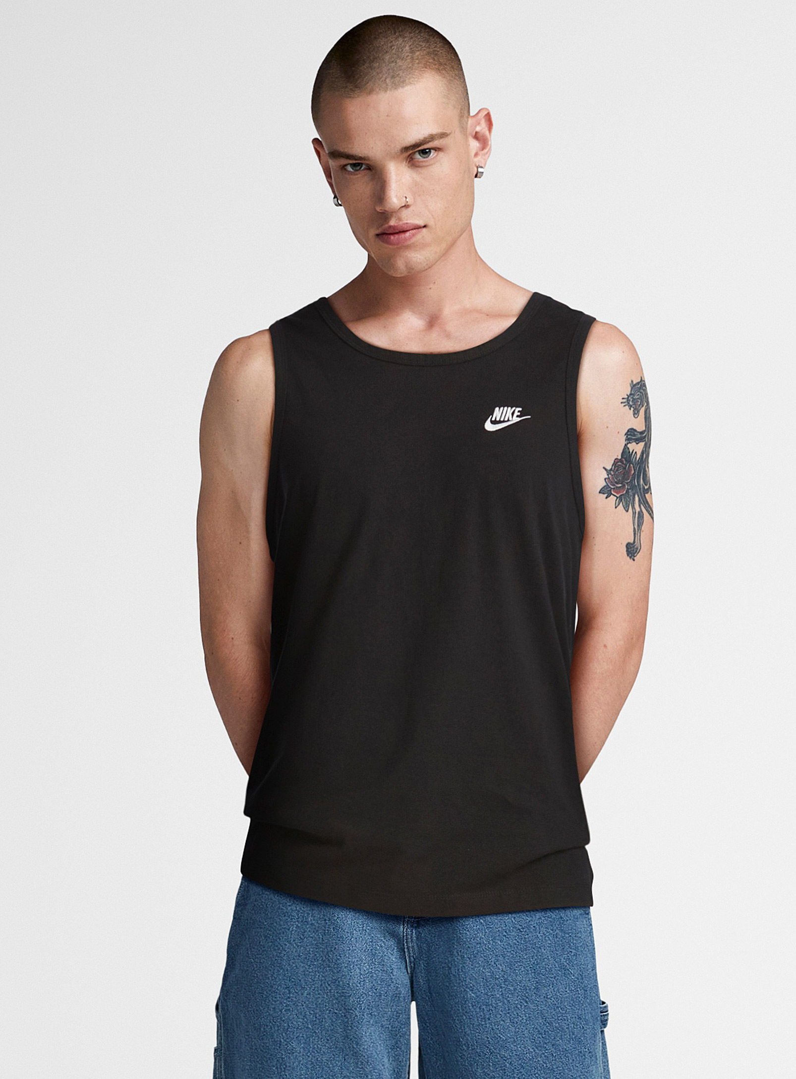 Nike Embroidered Logo Tank In Black