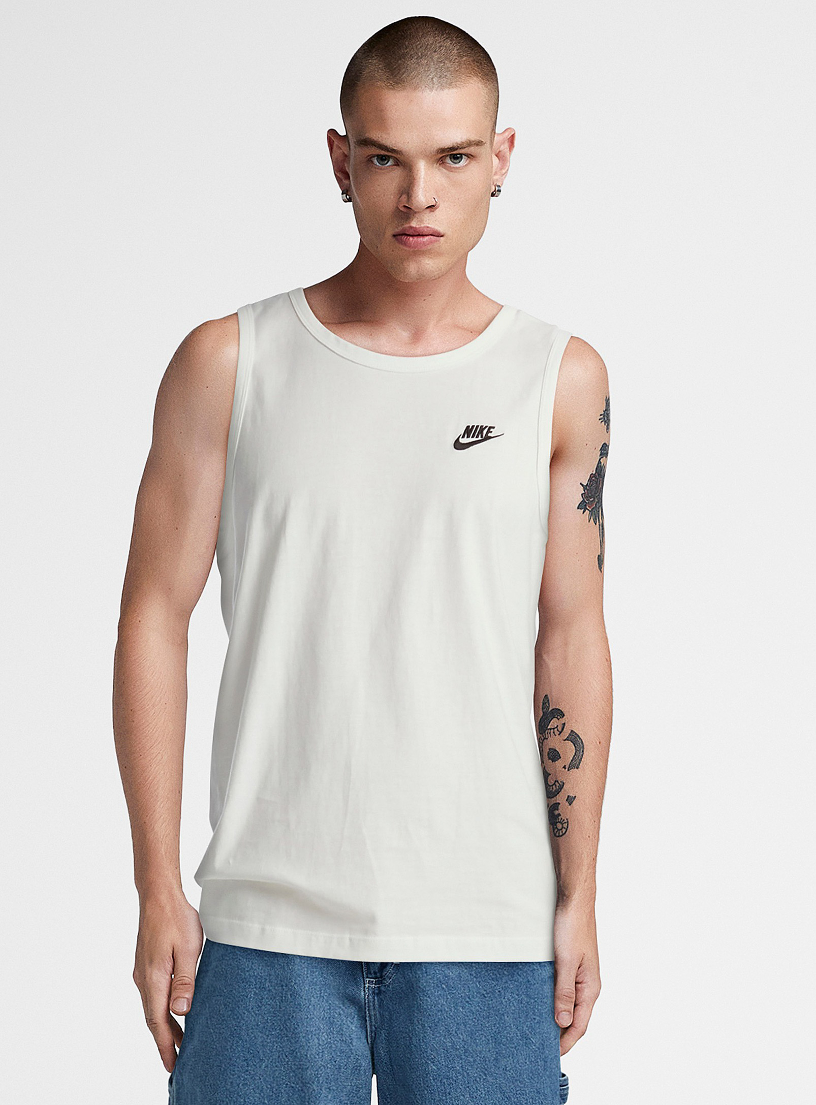 Nike Embroidered Logo Tank In White
