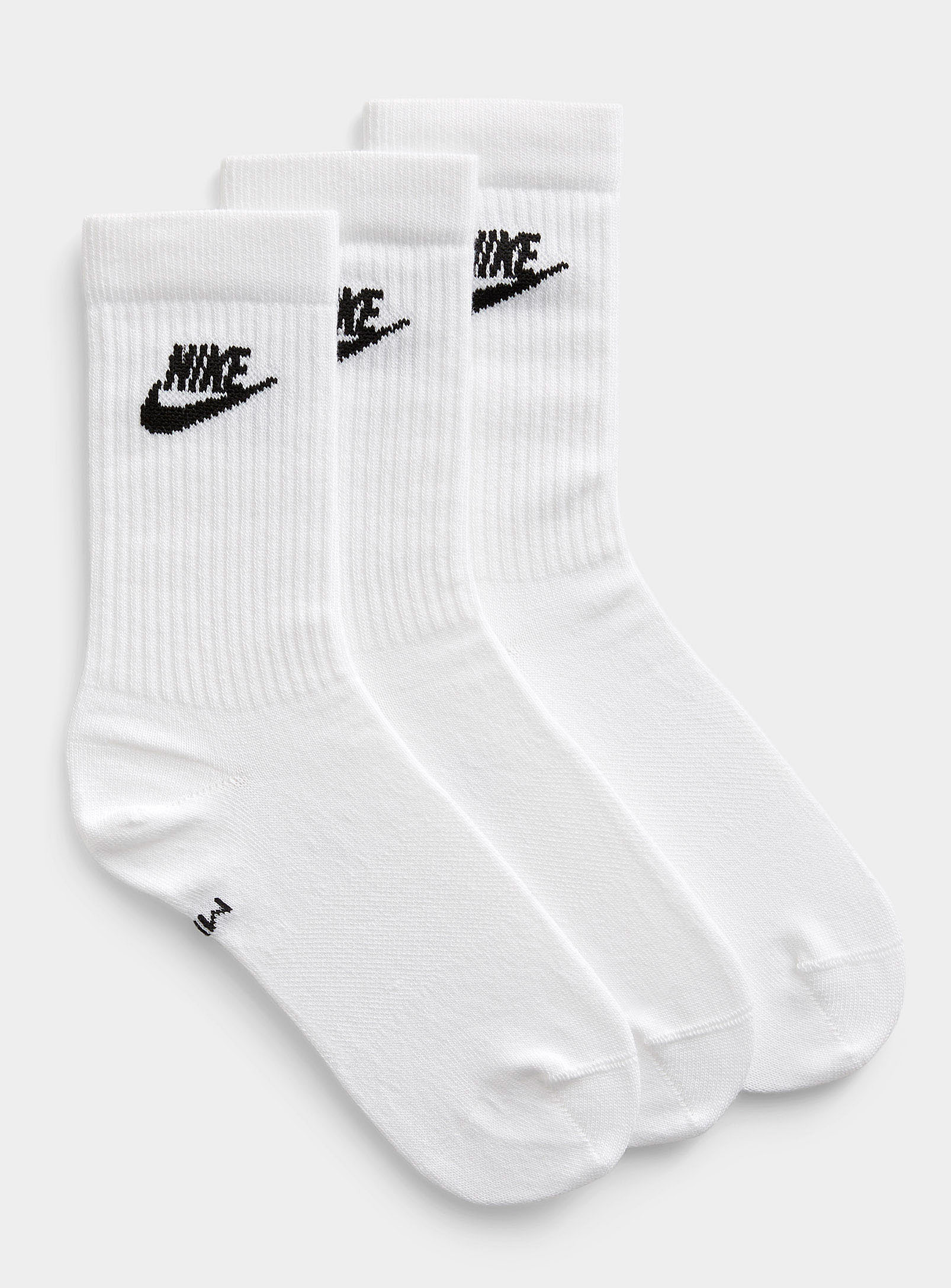 Nike Everyday Essential Ribbed Socks Set Of 3 In White