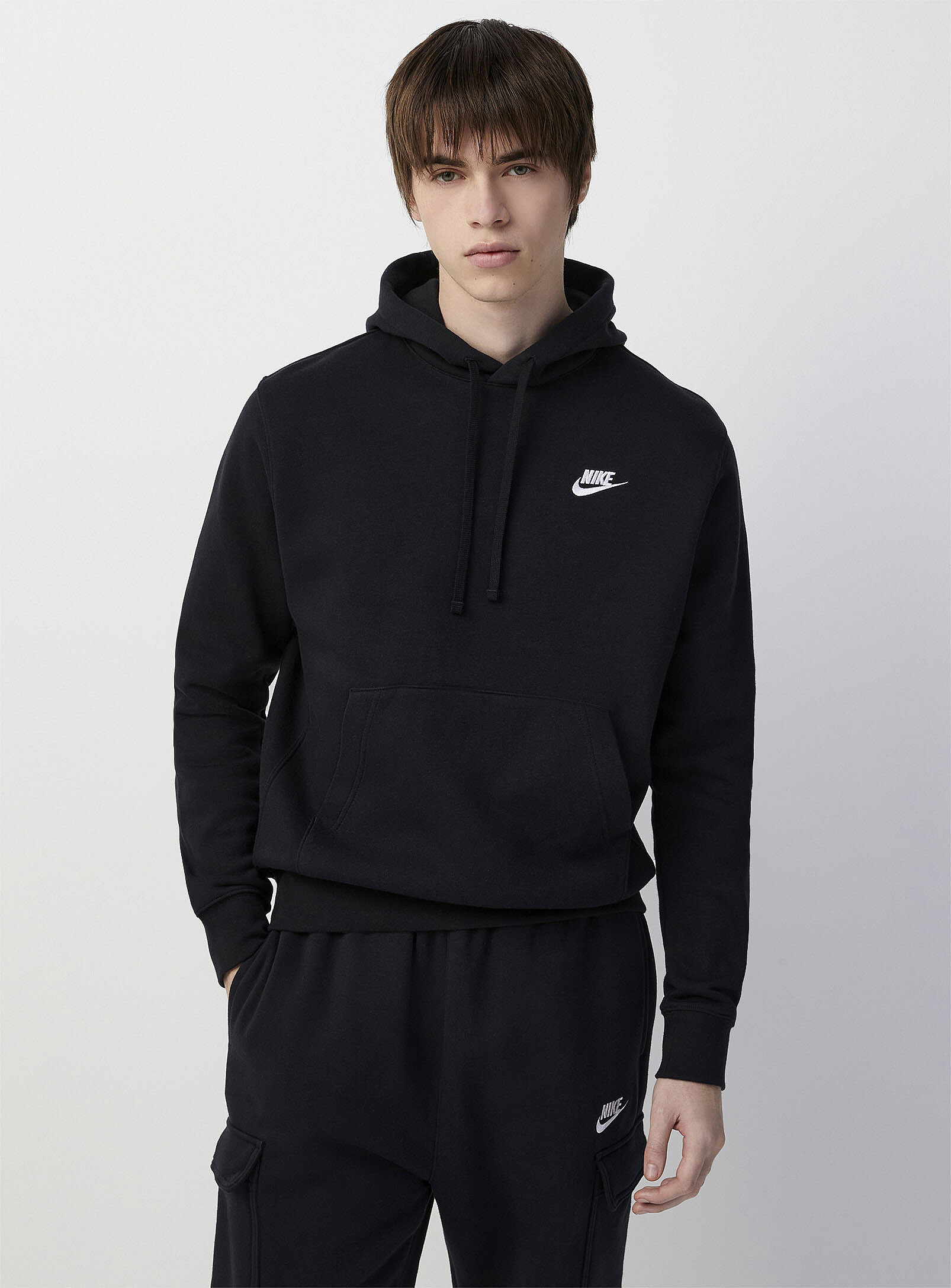 Nike - Sportswear Club Fleece hoodie (Men, Black, LARGE)