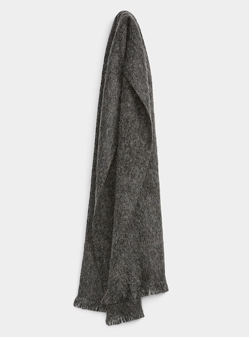 Le 31 Charcoal Solid mohair-blend scarf for men