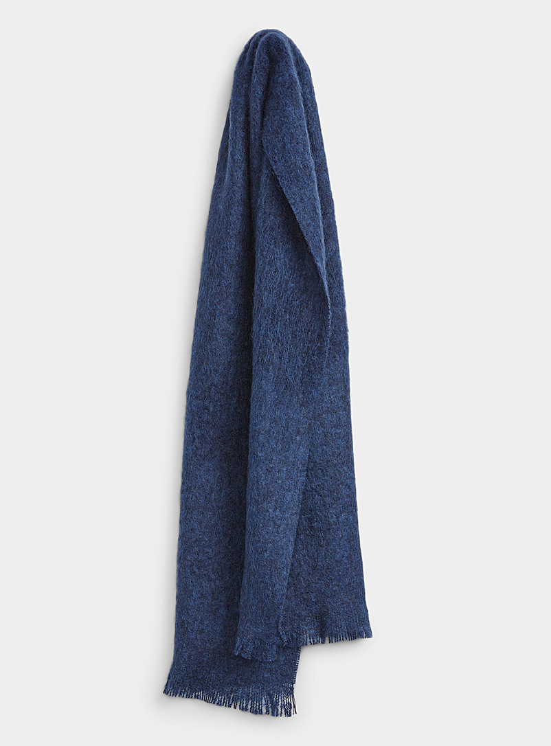 Le 31 Marine Blue Solid mohair-blend scarf for men