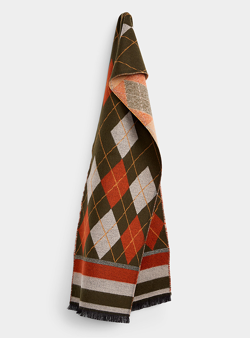 Le 31 Patterned Brown Diamond acrylic scarf for men