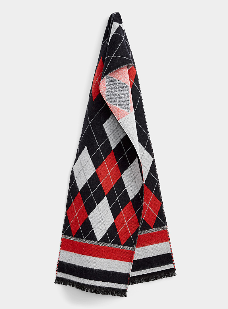 Le 31: L'écharpe acrylique losanges Rouge à motifs pour homme