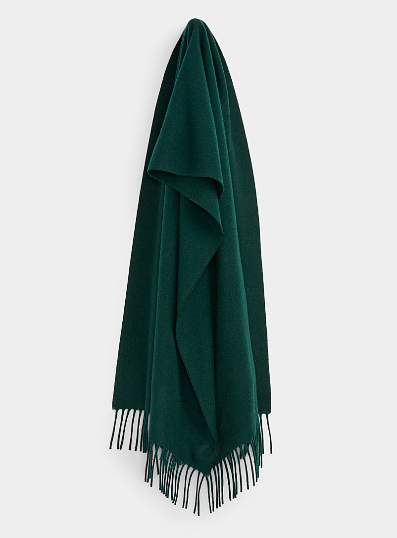Simons Green Solid pure wool scarf for women