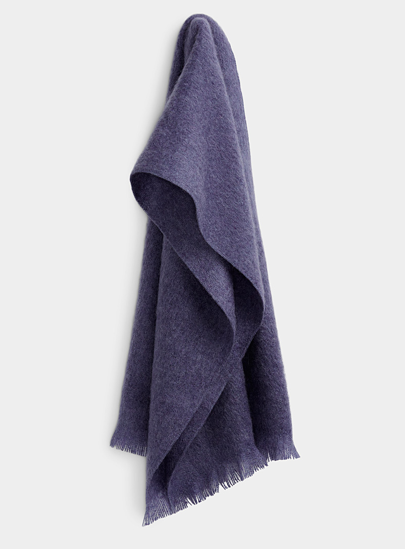 Simons Charcoal Mohair-blend monochrome scarf for women