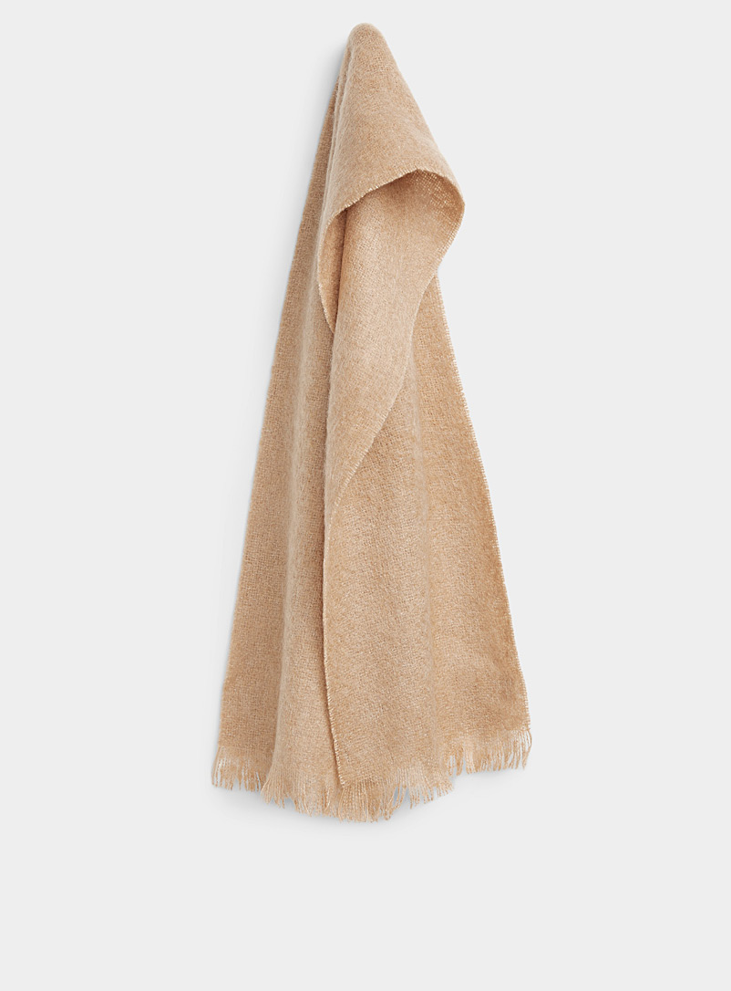 Le 31 Cream Beige Mohair-blend solid scarf for men