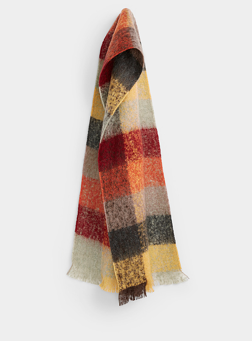 Le 31 Patterned brown Flecked check acrylic scarf for men