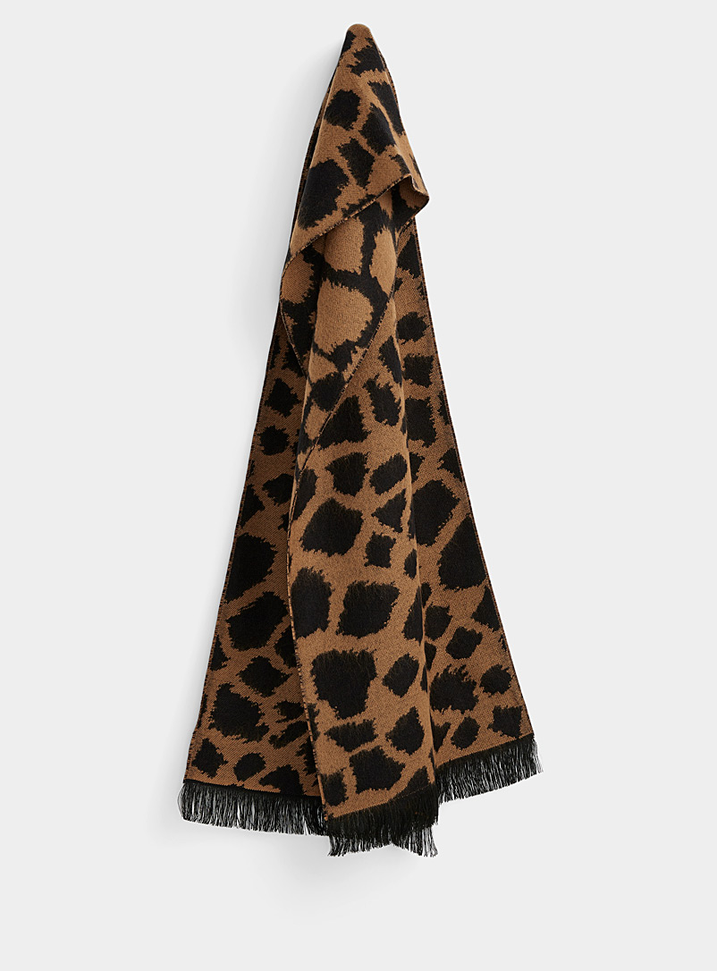 Le 31 Patterned brown  Leopard acrylic scarf for men
