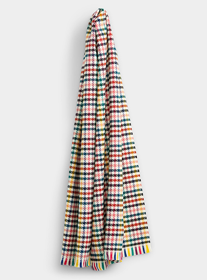 Simons Assorted Colourful houndstooth XL scarf for women