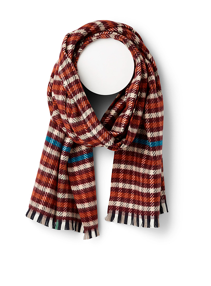 Simons Patterned Red Wide stripe scarf for women