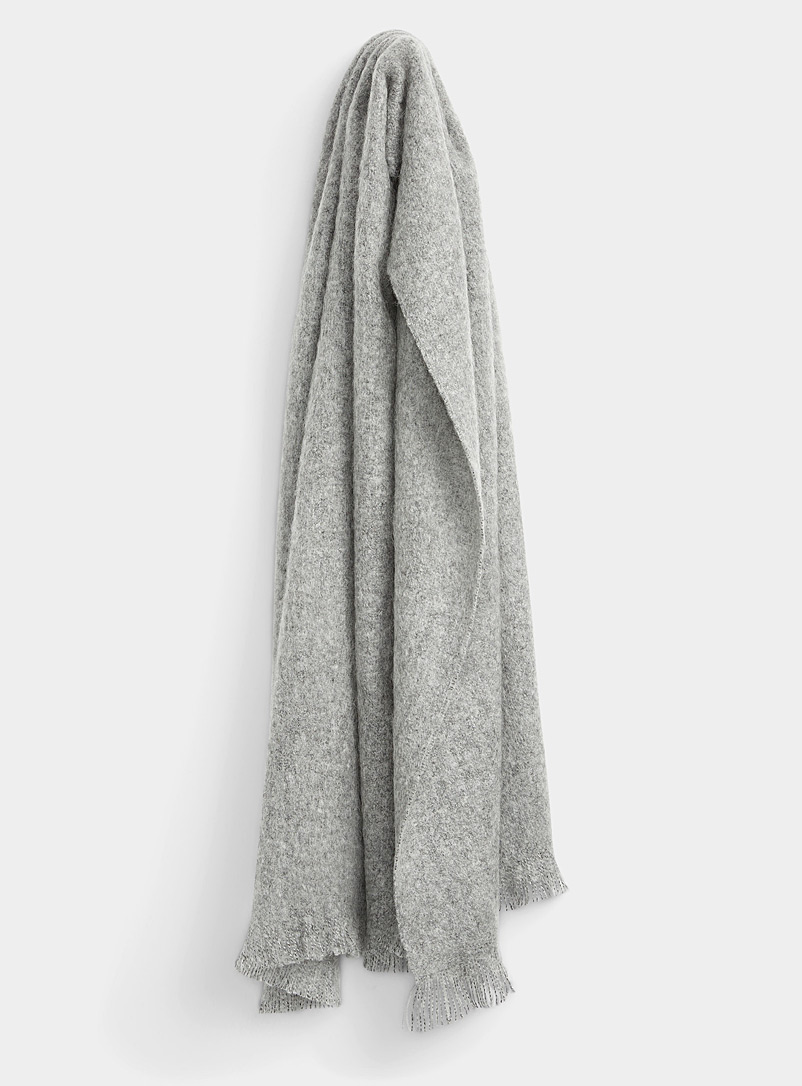Simons Light Grey Touch of mohair cocoon-like scarf for women