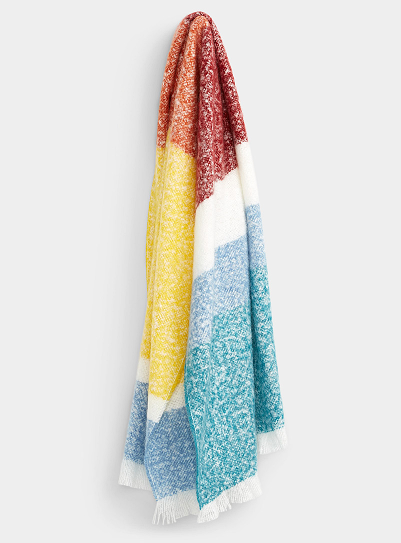 Simons Assorted Colour-block mohair-blend scarf for women