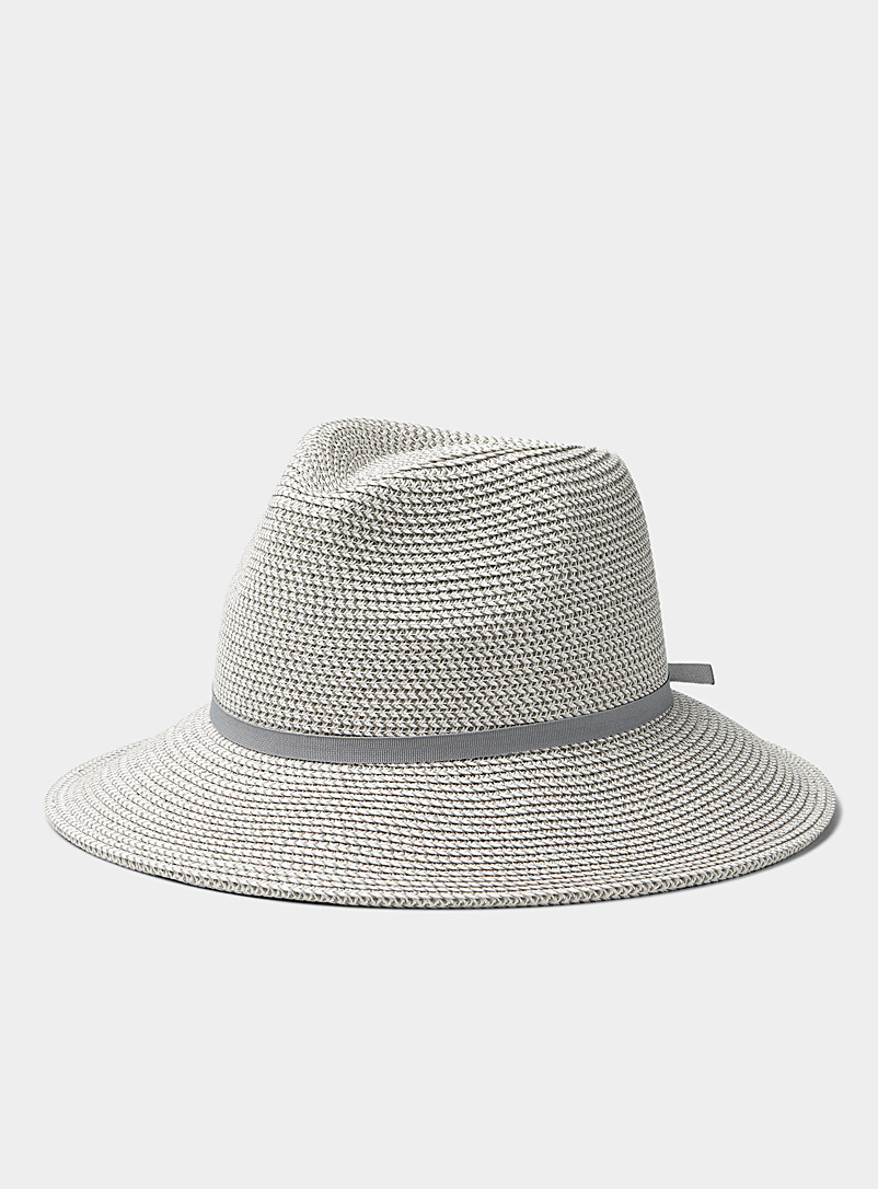 Simons Silver Small bow straw fedora for women