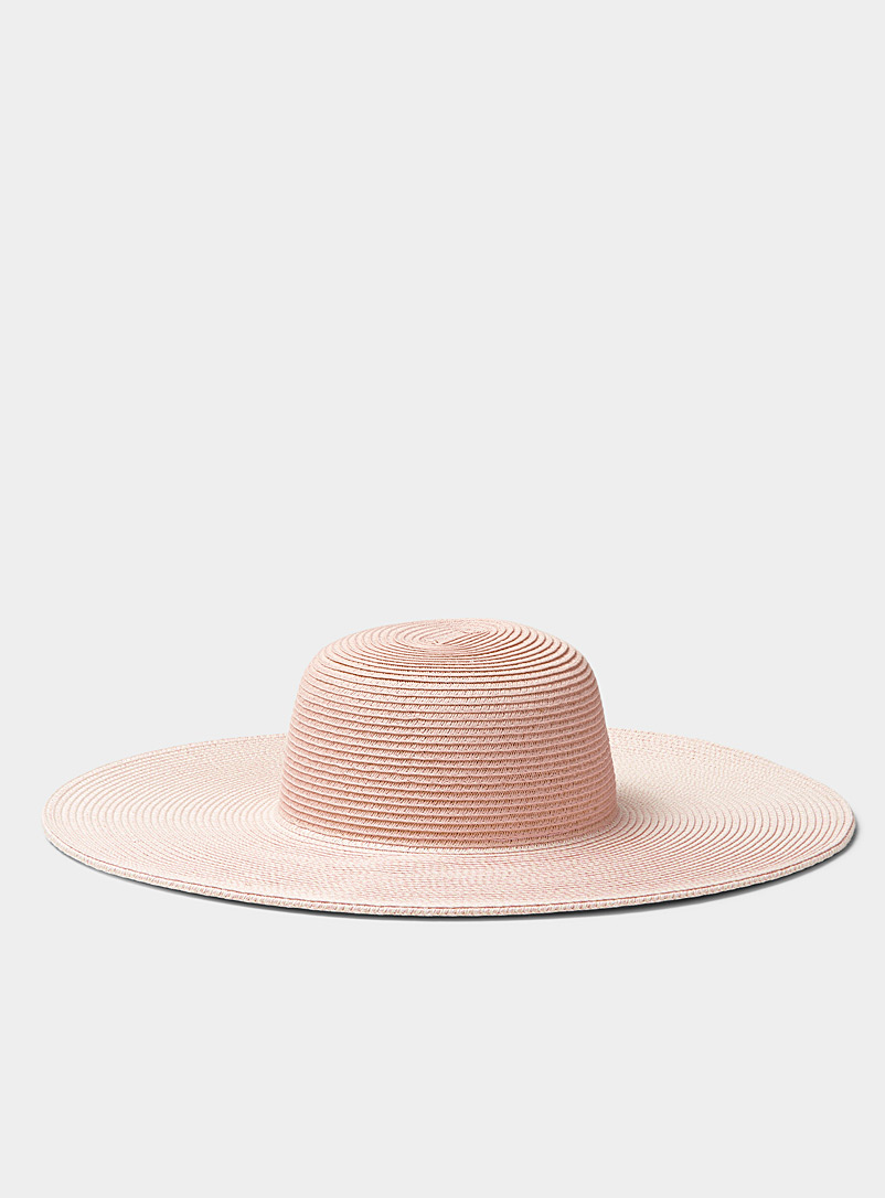 Simons Pink Contrast trim wide-brimmed straw hat for women