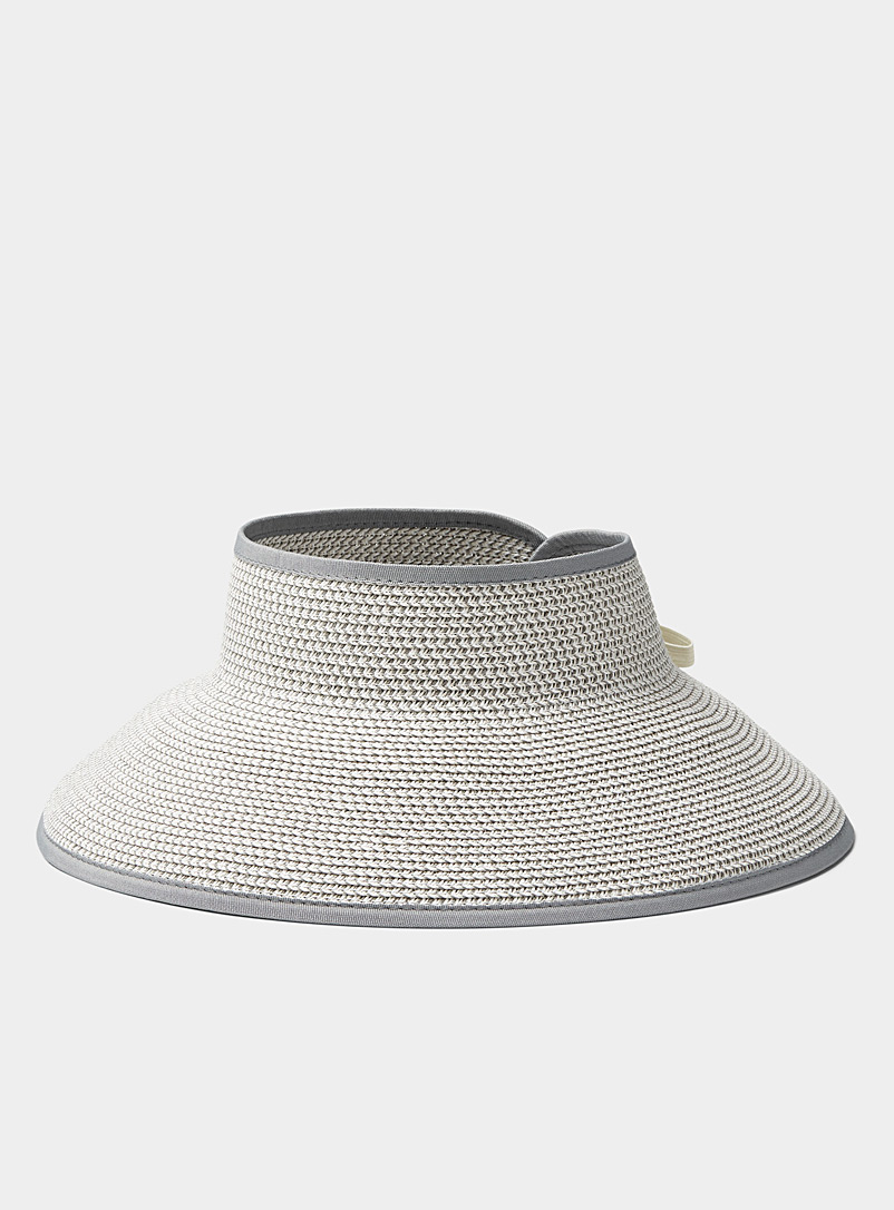 Simons Silver Roll-up straw visor for women