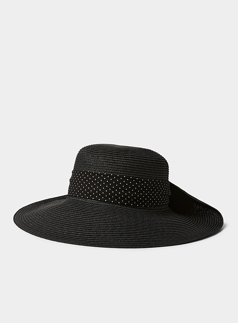 Nine West Black Rolled brim straw hat for women