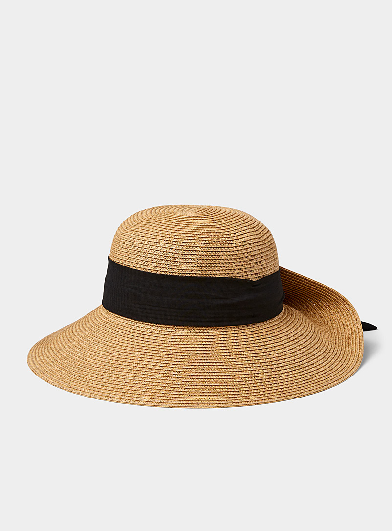 Nine West Cream Beige Rolled brim straw hat for women