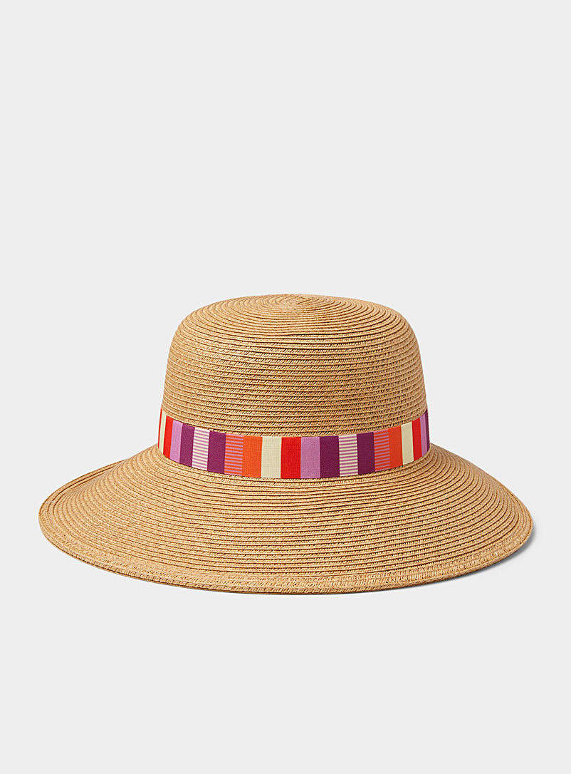 Nine West Sand Colourful band straw hat for women