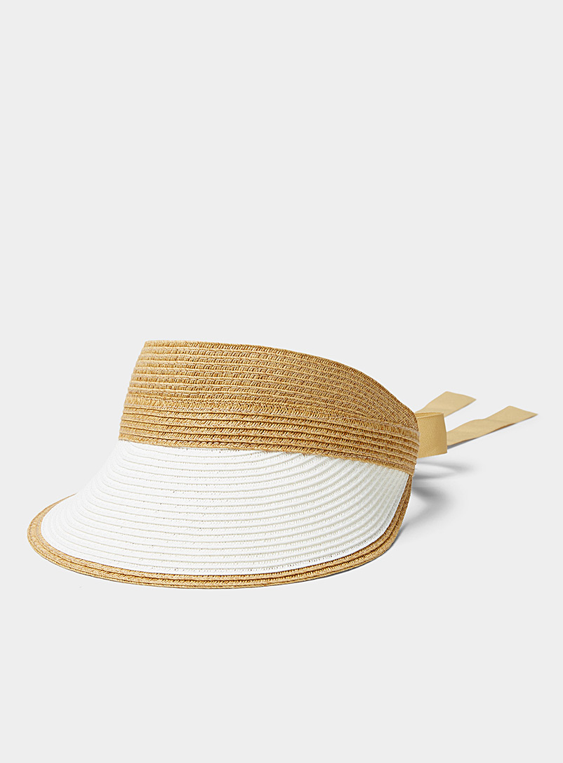 Nine West White Two-tone straw visor for women