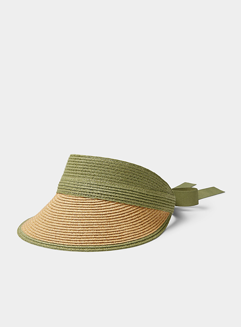 Nine West Mossy Green Two-tone straw visor for women