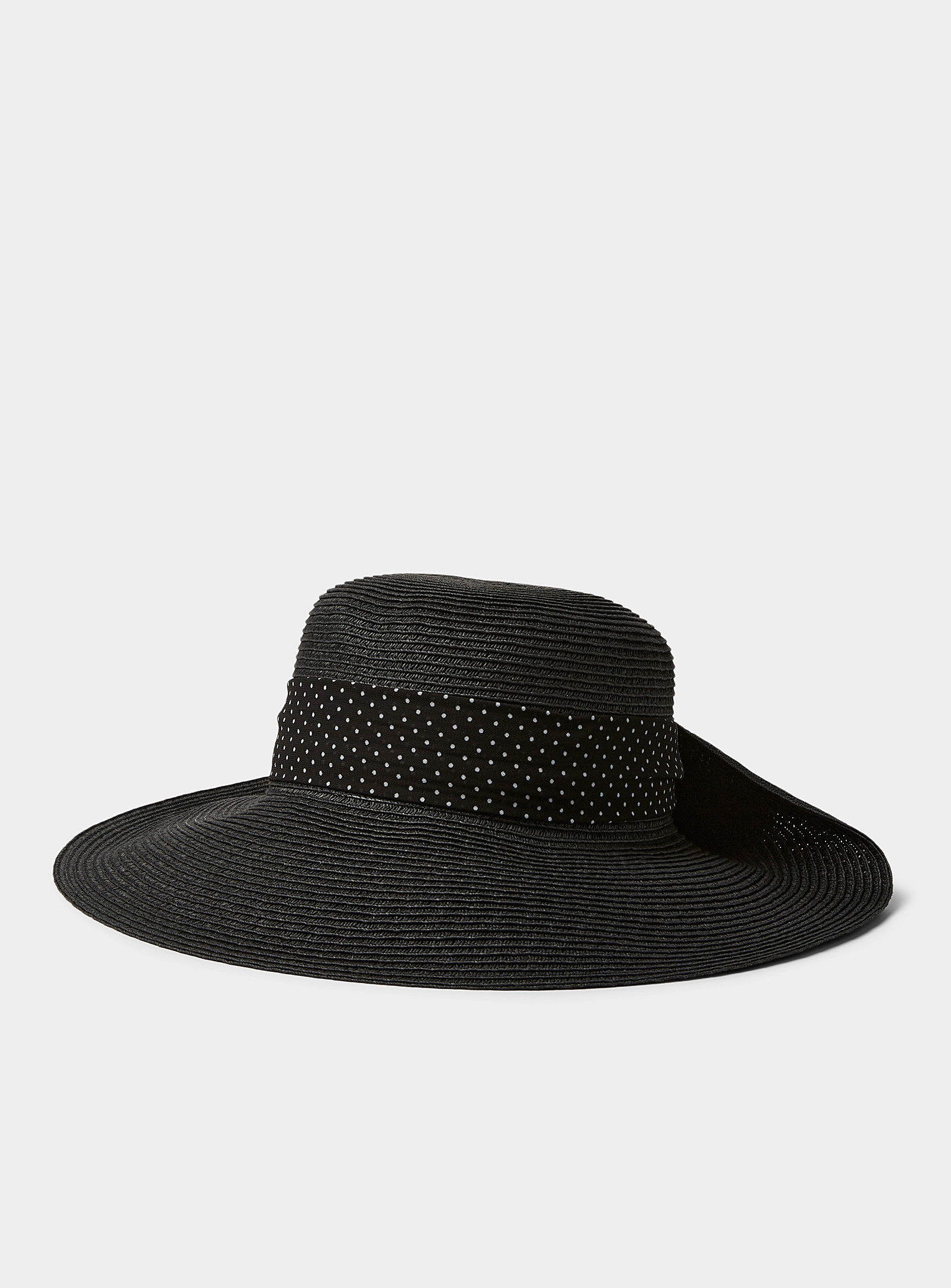 Nine West Rolled Brim Straw Hat In Black
