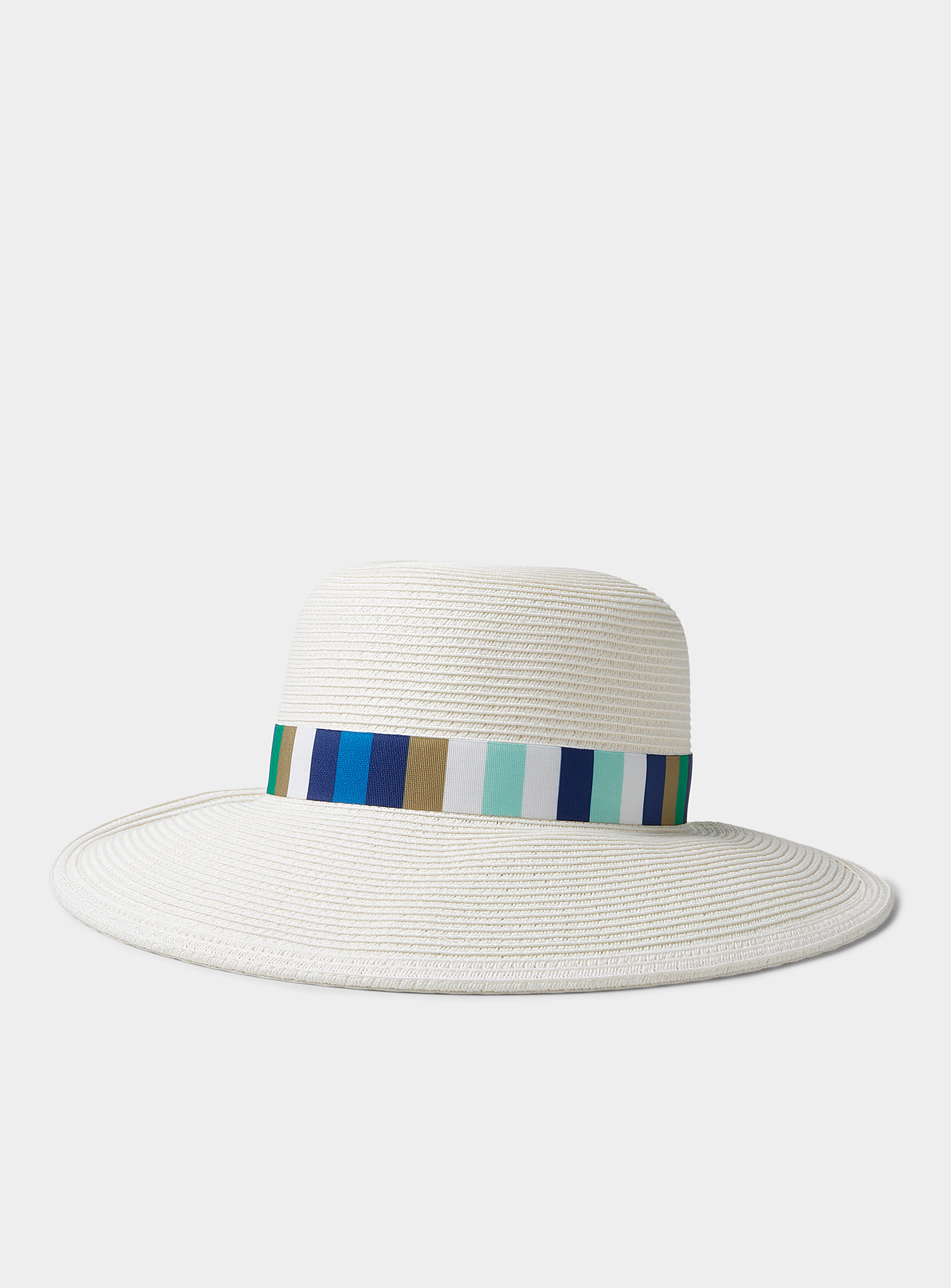 Nine West Colourful Band Straw Hat In White