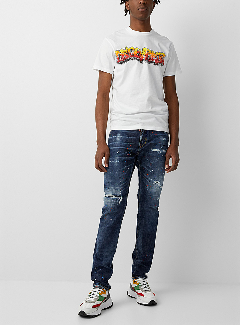 Dsquared2 Marine Blue Cool Guy paint-effect accent jean for men