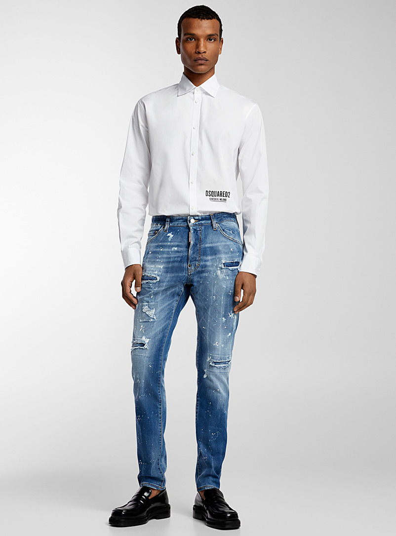 Dsquared2 Blue Cool Guy faded and worn effect blue jean for men