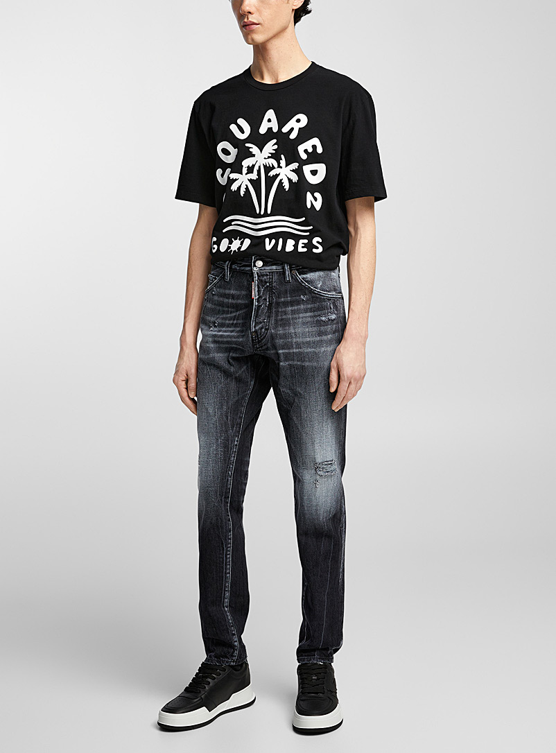 Dsquared2 White Faded and worn effect jean for men