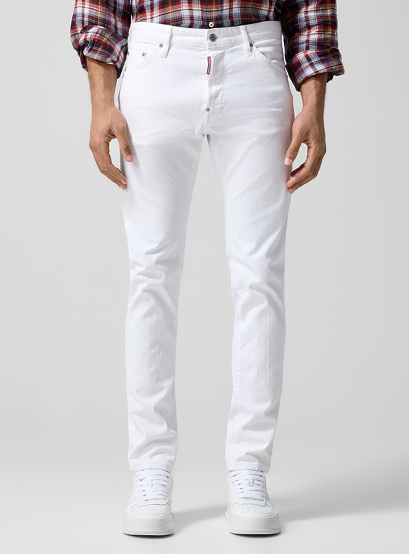 Dsquared2 White Teddy fitted white jean for men
