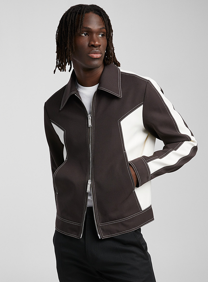 Dsquared2 Chocolate/Espresso 70s colour blocks jacket for men
