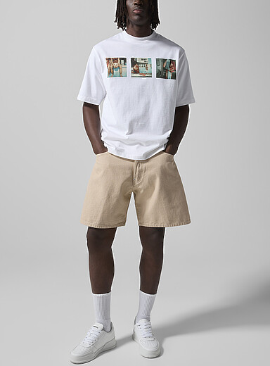 Le short large toile de coton