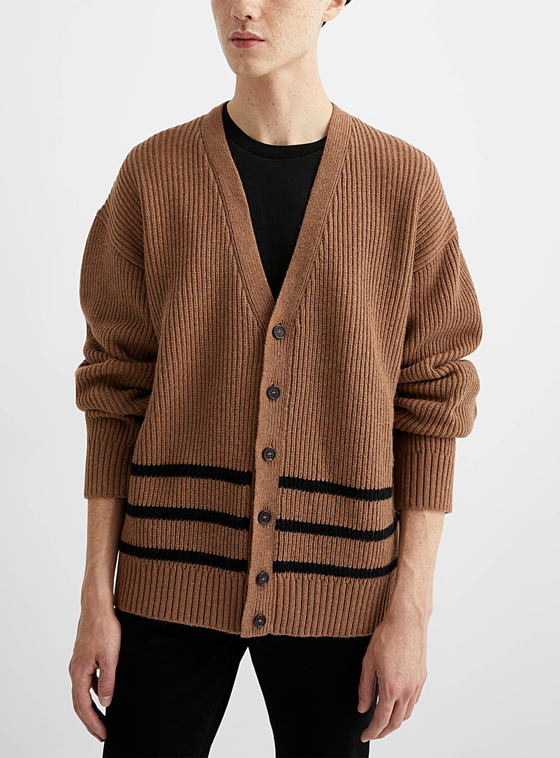 Dsquared2 Honey Long accent stripes ribbed cardigan for men