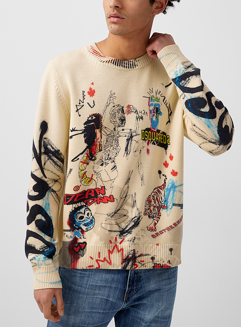 Amerikaans voetbal Beg gitaar Graffiti print sweater | Dsquared2 | Dsquared2 | Designer Clothing &  Accessories for Men | Simons