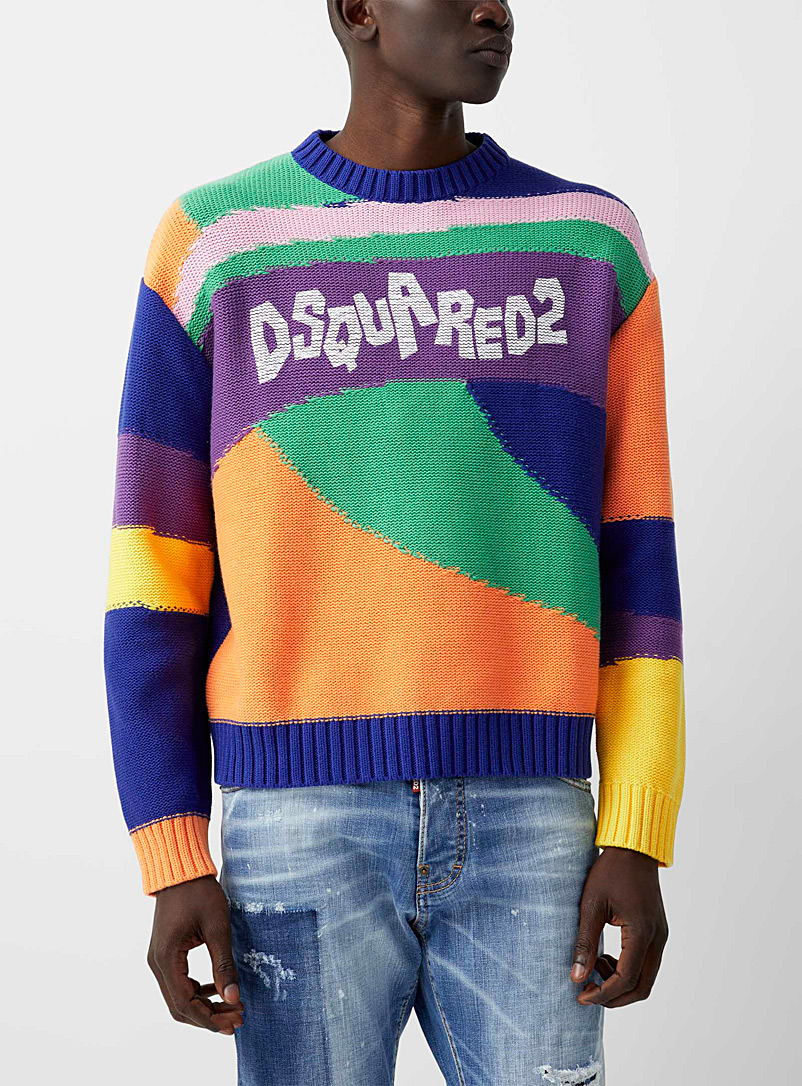 Dsquared2 Blue Colorama collage sweater for men