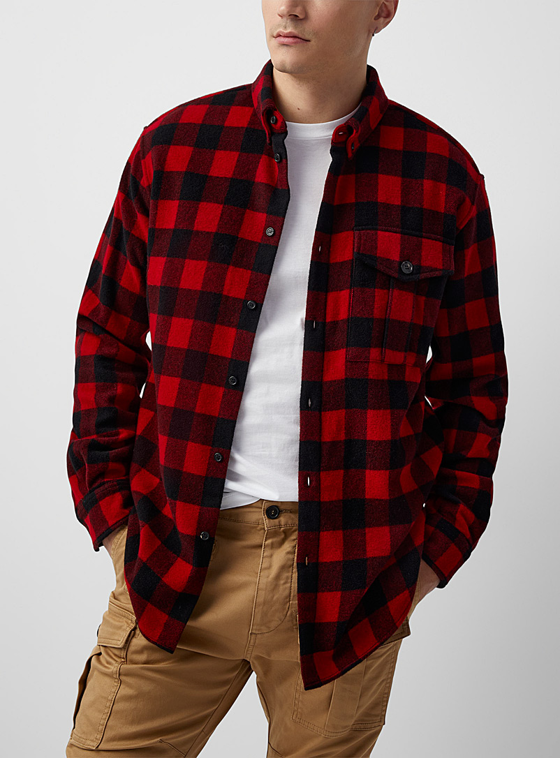 Dsquared2: La chemise en laine à carreaux rouges Rouge à motifs pour homme