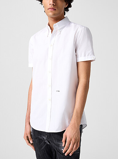 Dsquared2 White Waist logo turn-up sleeve shirt for men