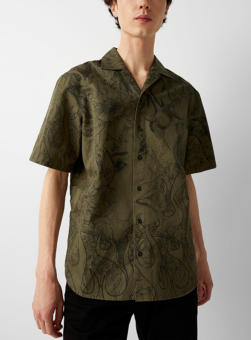 Dsquared2: La chemise imprimé esquisse Vert pour homme