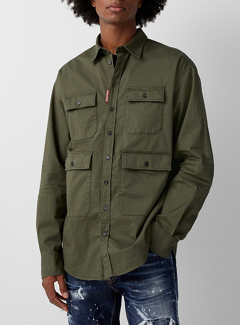 Dsquared2 Green Utilitarian military shirt for men