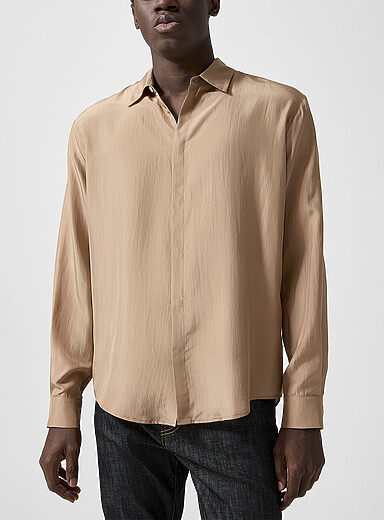 Dsquared2 Off White Champagne pure silk shirt for men