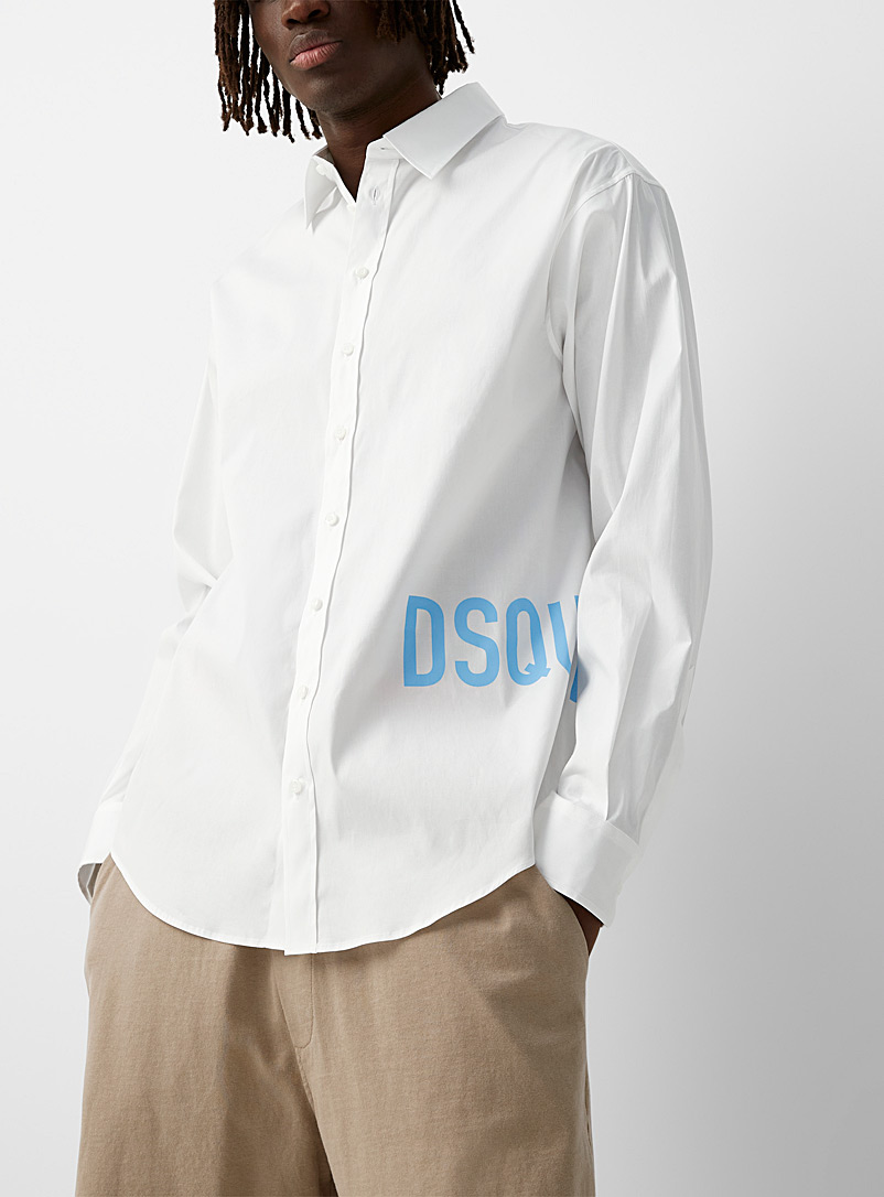 Dsquared2 White Blue signature poplin shirt for men