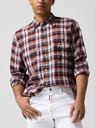 Canadian Vintage plaid pure linen shirt