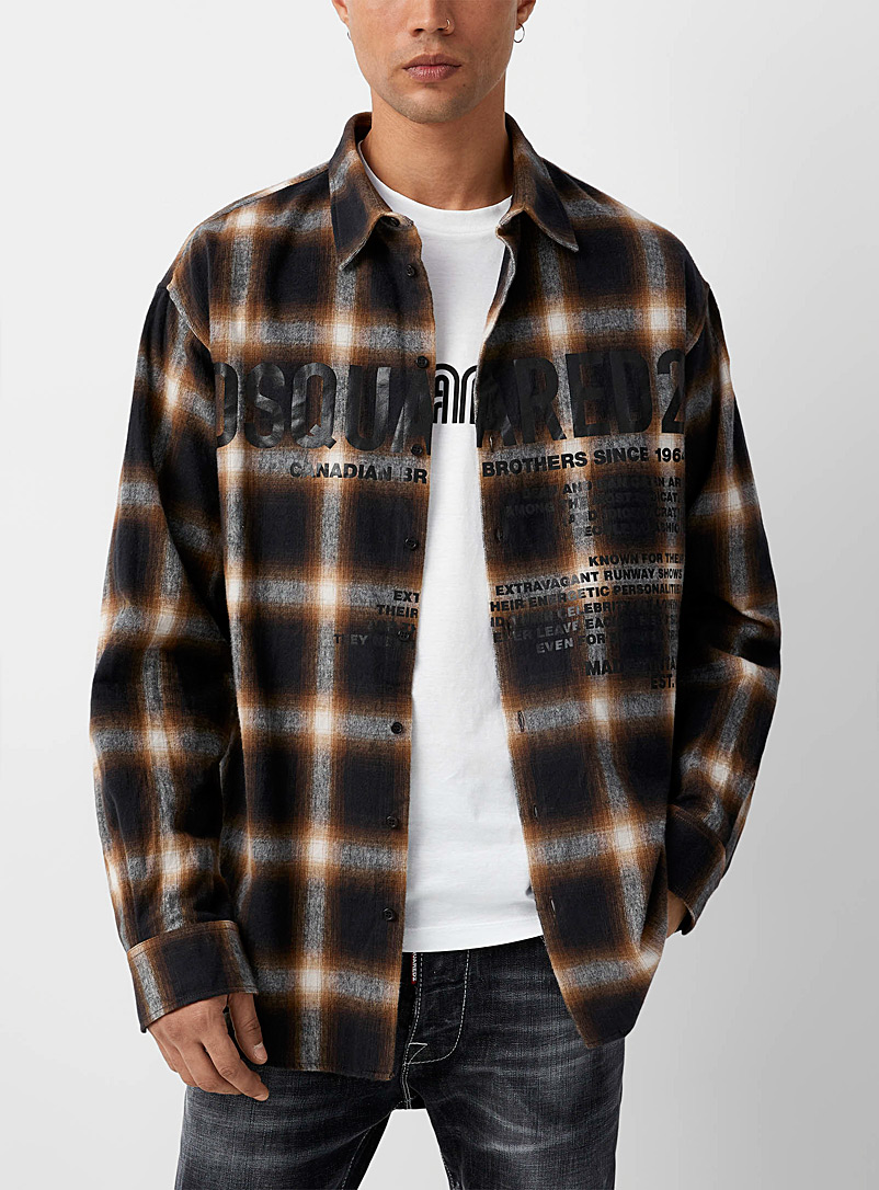 Dsquared2 Brown Signature checkers flannel shirt for men