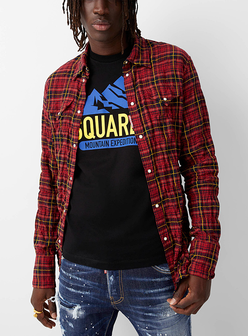 Dsquared2 Red Checkered accent Western shirt for men
