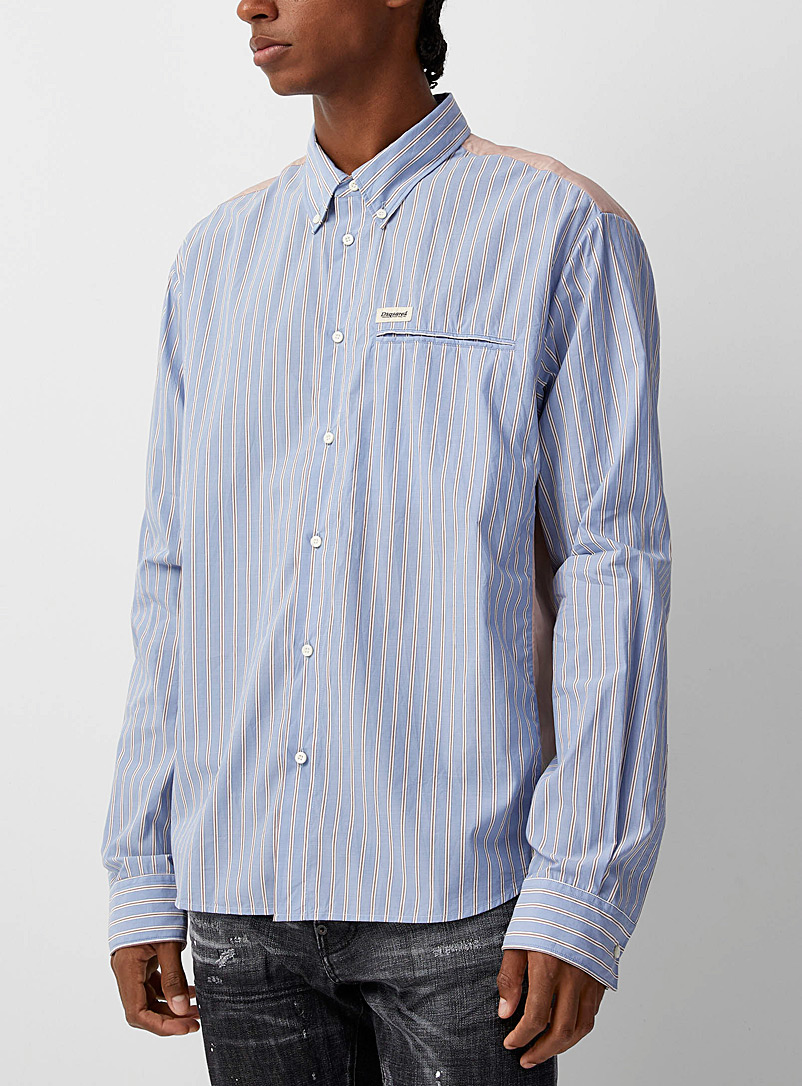 Dsquared2: La chemise rayures et blocs couleurs Bleu pour homme